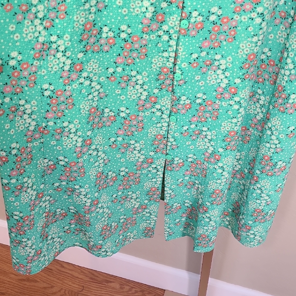 ASOS Mint‎ Green Pink Floral Midi Dress Whimsical Fairy Flowy Size 12 - Picture 6 of 12